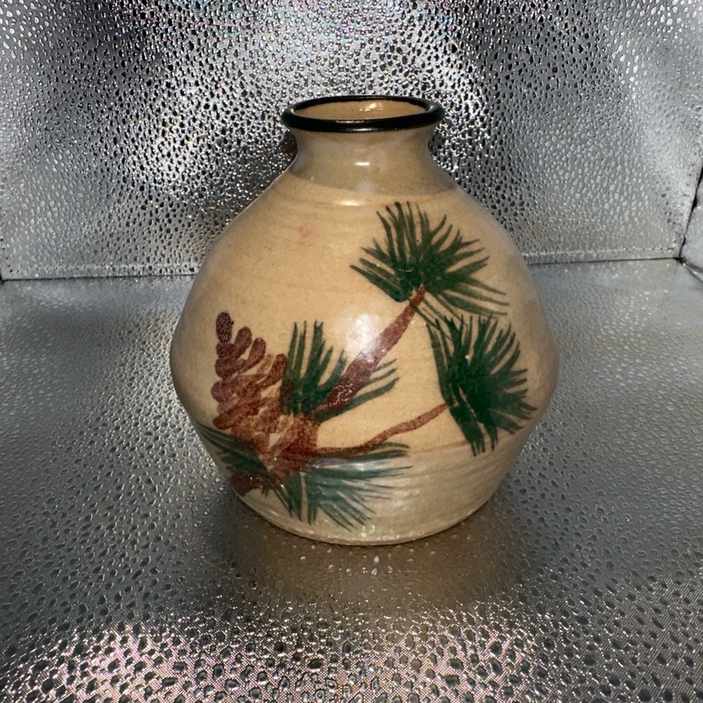 Ceramic Bud vase pinecone handmade signed